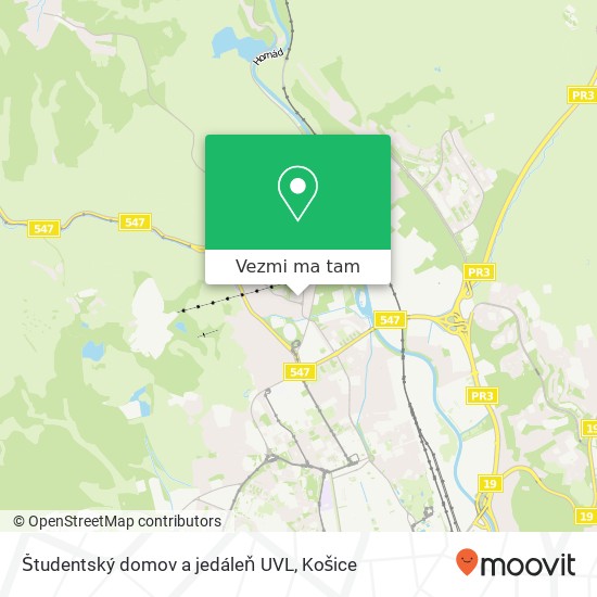 Študentský domov a jedáleň UVL mapa