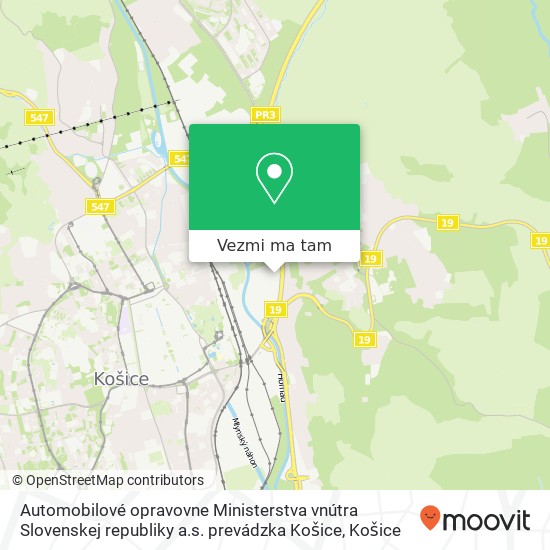 Automobilové opravovne Ministerstva vnútra Slovenskej republiky a.s. prevádzka Košice mapa