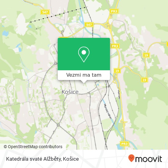 Katedrála svaté Alžběty mapa