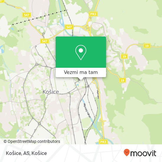 Košice, AS mapa