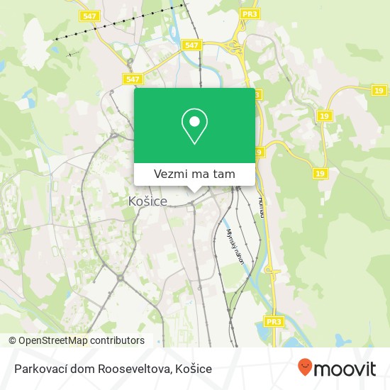 Parkovací dom Rooseveltova mapa