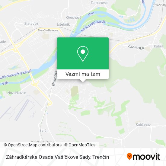 Záhradkárska Osada Vašíčkove Sady mapa
