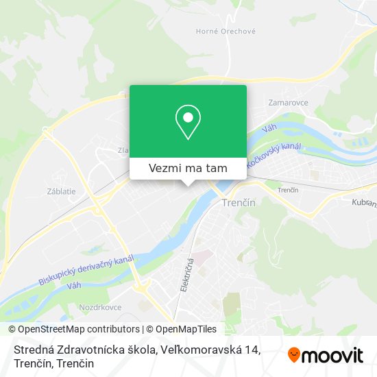 Stredná Zdravotnícka škola, Veľkomoravská 14, Trenčín mapa