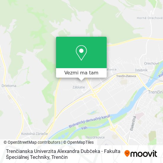 Trenčianska Univerzita Alexandra Dubčeka - Fakulta Špeciálnej Techniky mapa