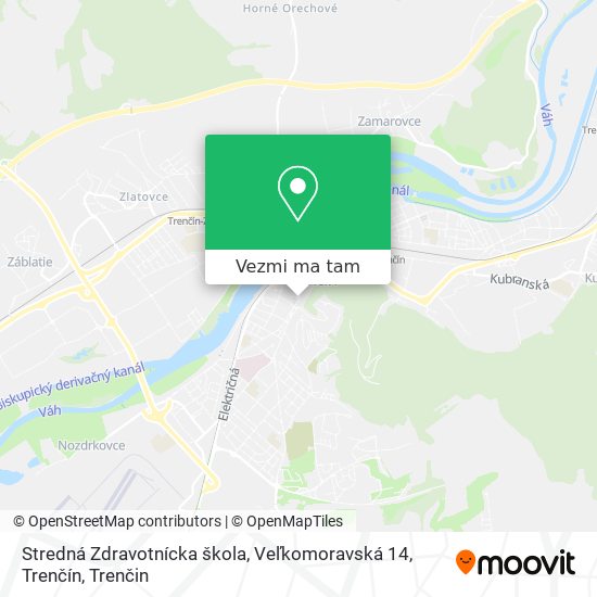 Stredná Zdravotnícka škola, Veľkomoravská 14, Trenčín mapa