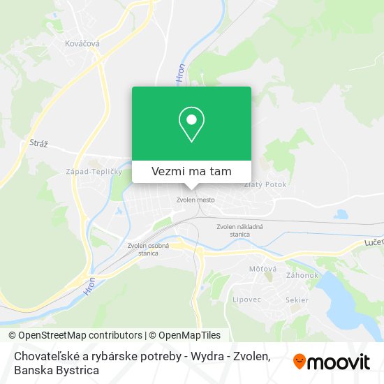 Chovateľské a rybárske potreby - Wydra - Zvolen mapa