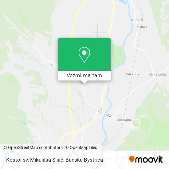 Kostol sv. Mikuláša Sliač mapa