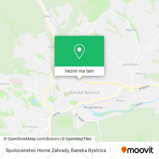 Spolocenstvo Horne Zahrady mapa