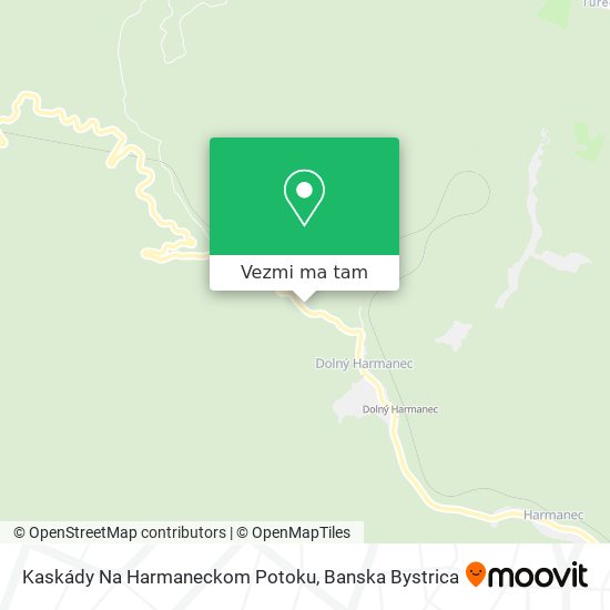 Kaskády Na Harmaneckom Potoku mapa