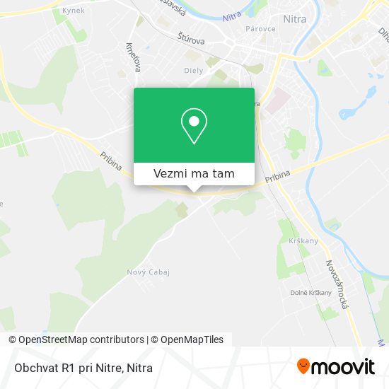 Obchvat R1 pri Nitre mapa