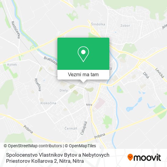 Spolocenstvo Vlastnikov Bytov a Nebytovych Priestorov Kollarova 2, Nitra mapa