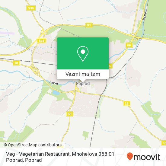 Veg - Vegetarian Restaurant, Mnoheľova 058 01 Poprad mapa