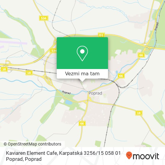 Kaviaren Element Cafe, Karpatská 3256 / 15 058 01 Poprad mapa