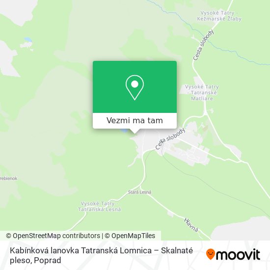 Kabínková lanovka Tatranská Lomnica – Skalnaté pleso mapa