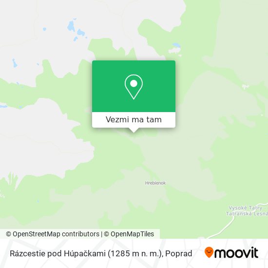 Rázcestie pod Húpačkami (1285 m n. m.) mapa