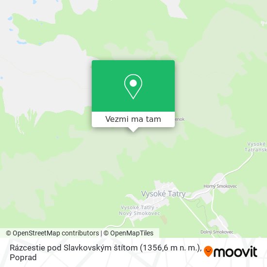 Rázcestie pod Slavkovským štítom (1356,6 m n. m.) mapa