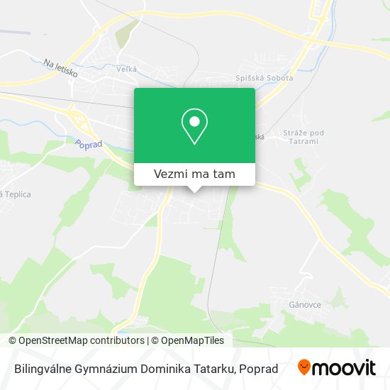 Bilingválne Gymnázium Dominika Tatarku mapa