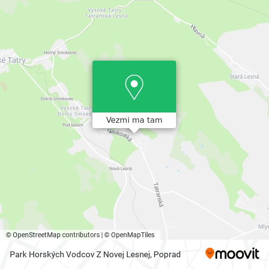 Park Horských Vodcov Z Novej Lesnej mapa