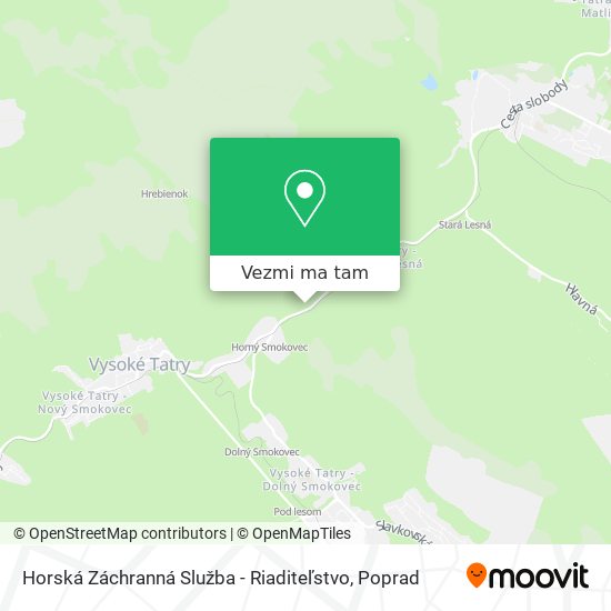 Horská Záchranná Služba - Riaditeľstvo mapa