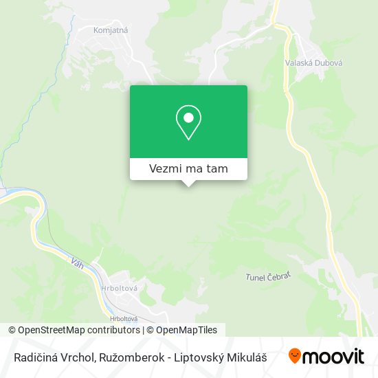 Radičiná Vrchol mapa