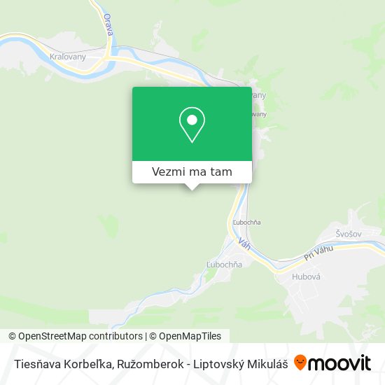 Tiesňava Korbeľka mapa