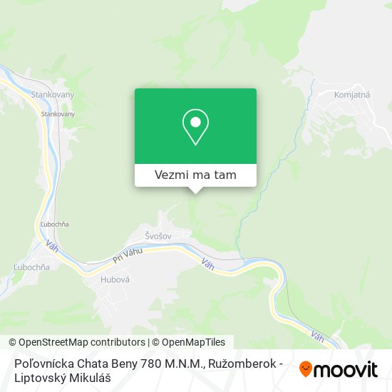 Poľovnícka Chata Beny 780 M.N.M. mapa