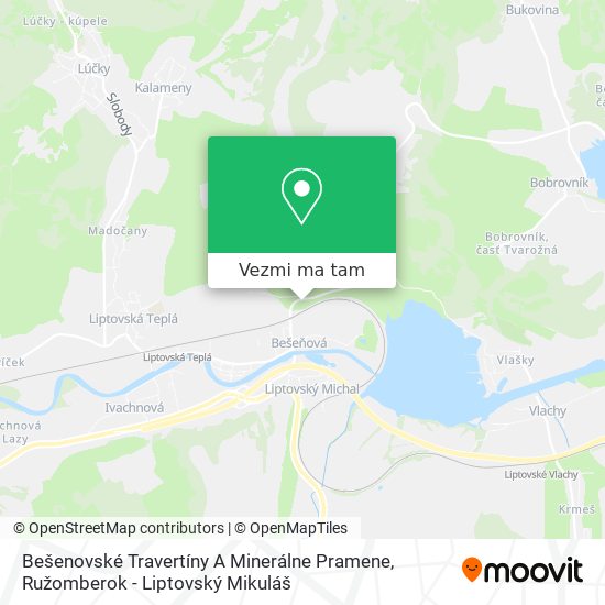 Bešenovské Travertíny A Minerálne Pramene mapa