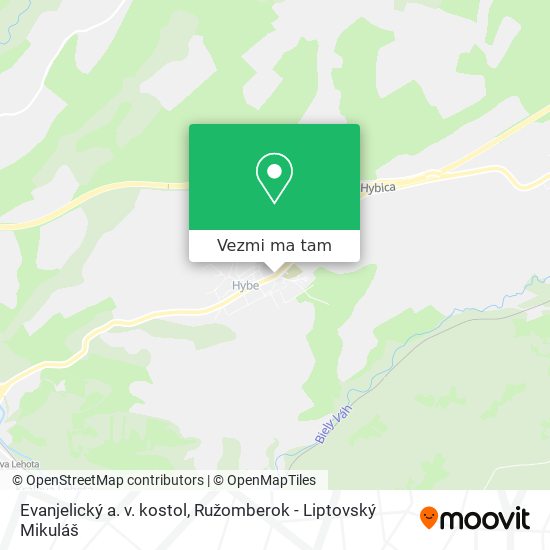 Evanjelický a. v. kostol mapa