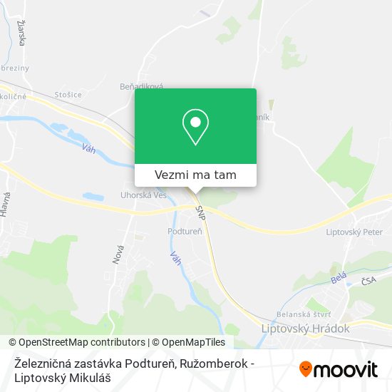 Železničná zastávka Podtureň mapa