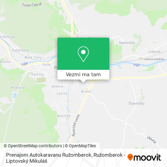 Prenajom Autokaravanu Ružomberok mapa