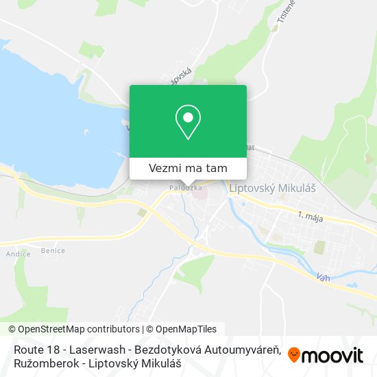 Route 18 - Laserwash - Bezdotyková Autoumyváreň mapa