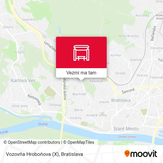 Vozovňa Hroboňova (X) mapa