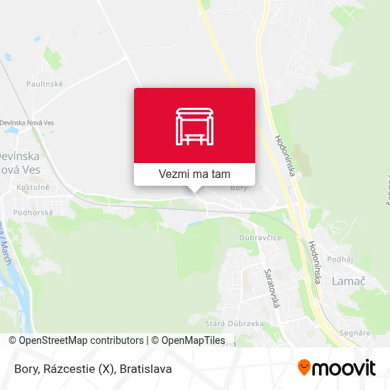 Bory, Rázcestie (X) mapa