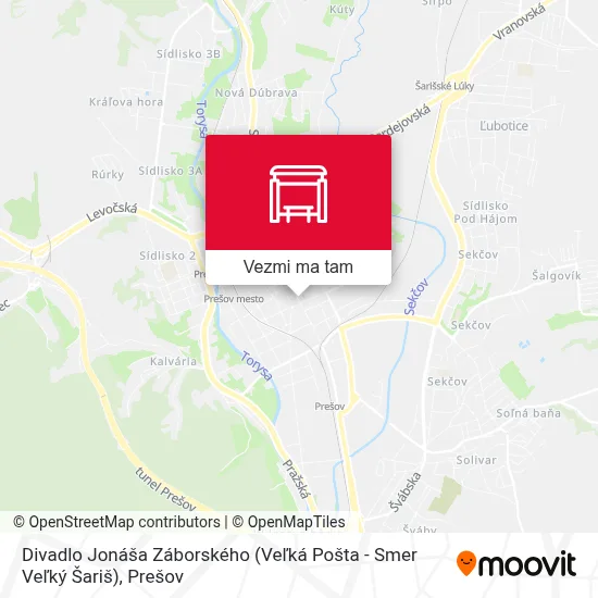 Divadlo Jonáša Záborského (Veľká Pošta - Smer Veľký Šariš) mapa