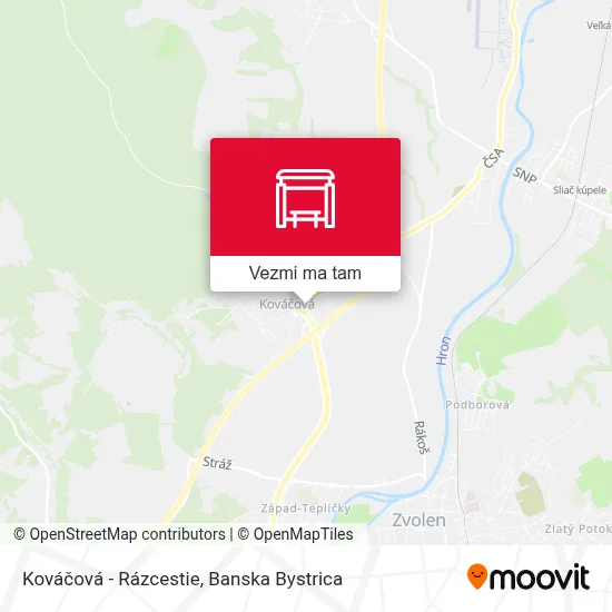 Kováčová - Rázcestie mapa