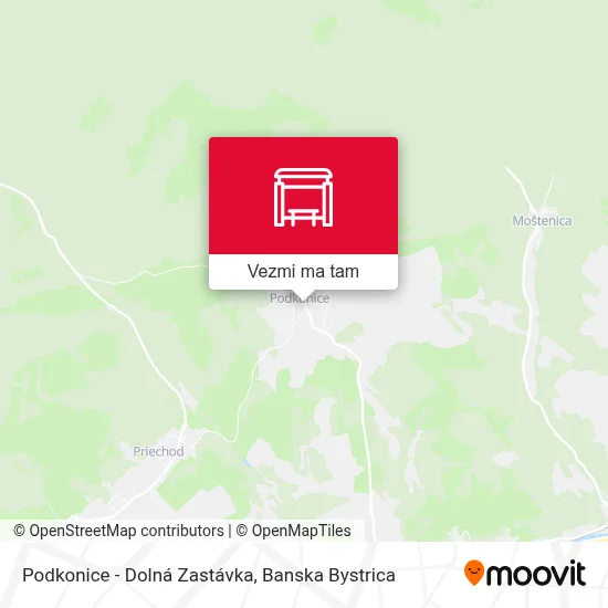 Podkonice - Dolná Zastávka mapa