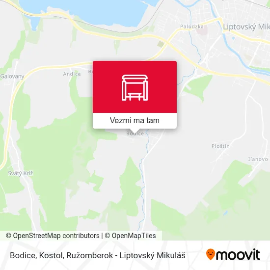 Bodice, Kostol mapa