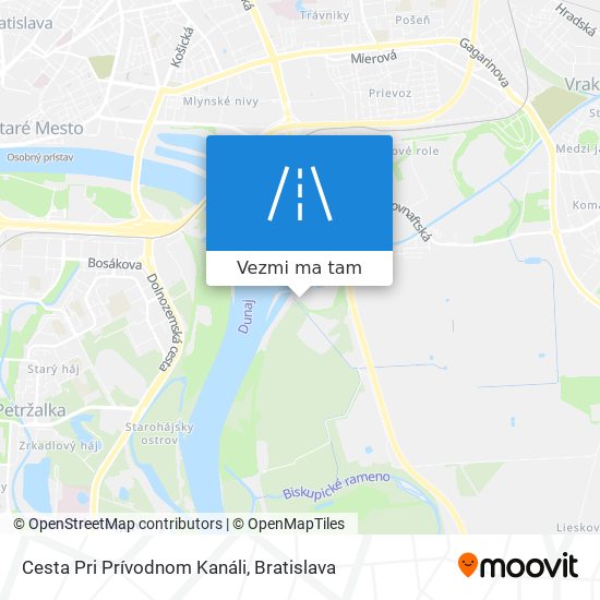 Cesta Pri Prívodnom Kanáli mapa