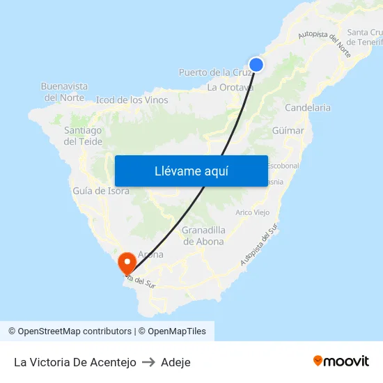 La Victoria De Acentejo to Adeje map