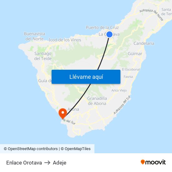 Enlace Orotava to Adeje map
