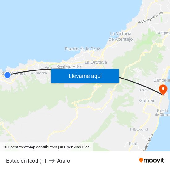 Estación Icod (T) to Arafo map