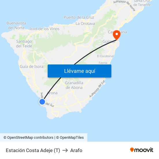 Estación Costa Adeje (T) to Arafo map