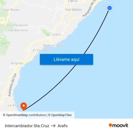 Intercambiador Sta.Cruz to Arafo map