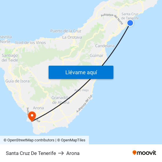 Santa Cruz De Tenerife to Arona map