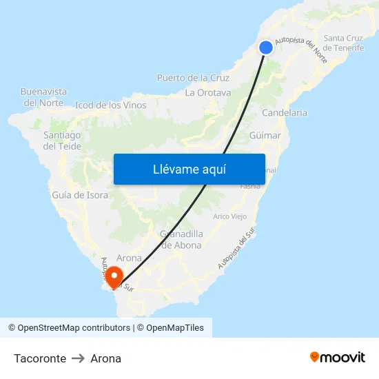 Tacoronte to Arona map
