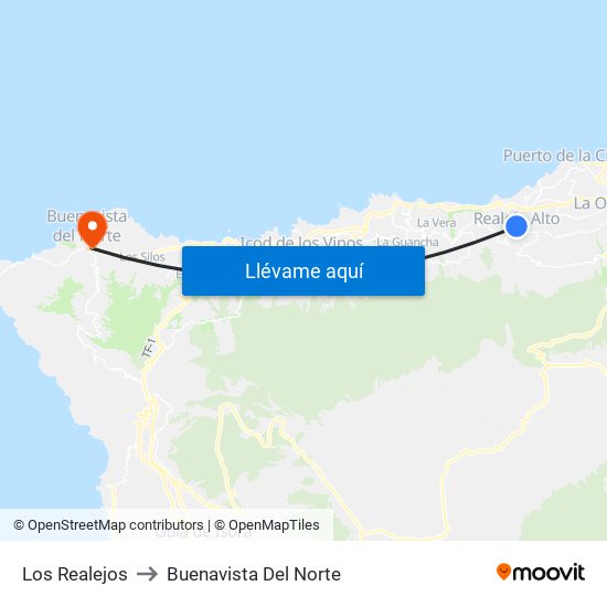 Los Realejos to Buenavista Del Norte map