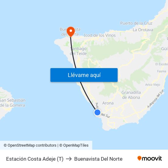 Estación Costa Adeje (T) to Buenavista Del Norte map