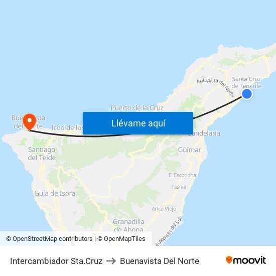 Intercambiador Sta.Cruz to Buenavista Del Norte map