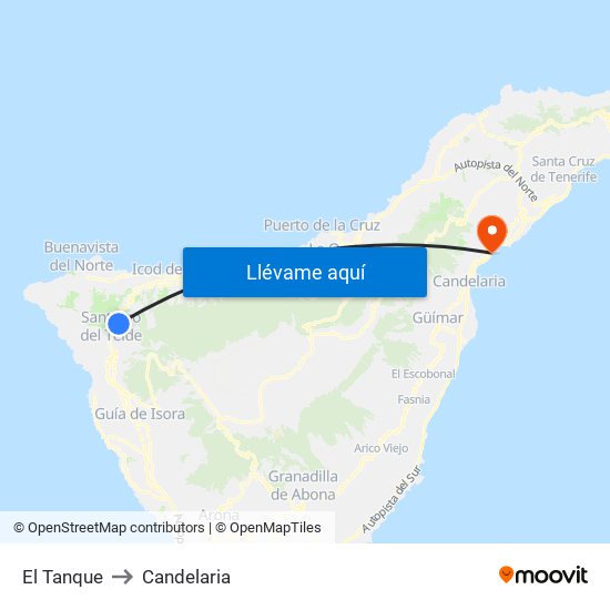El Tanque to Candelaria map