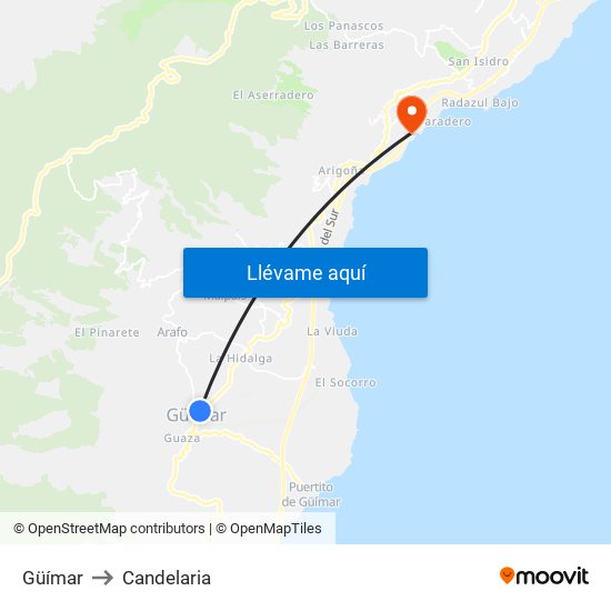 Güímar to Candelaria map
